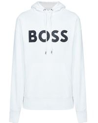 BOSS - Boss Logo Printed Drawstring Hoodie - Lyst