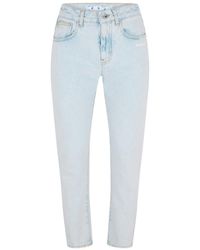 Off-White c/o Virgil Abloh - Straight Leg Cropped Logo Jeans - Lyst
