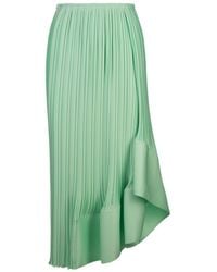 Lanvin - Pleated Asymmetric-Hem Maxi Skirt - Lyst