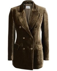 P.A.R.O.S.H. - Double-Breasted Velvet Blazer, Viscose Blazers - Lyst