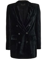 Alberta Ferretti - Silk Velvet Double-Breasted Blazer - Lyst