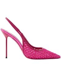 Paris Texas - Lidia 105 Leather-Trimmed Straw Slingback Pumps - Lyst