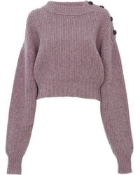 Chloé - Chloé Mock-Neck Cropped Knit Jumper - Lyst