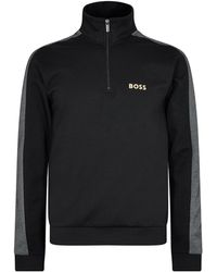BOSS - Stand Collar Long-Sleeve Coat - Lyst