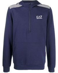 EA7 - Logo-Print Long-Sleeve Hoodie - Lyst