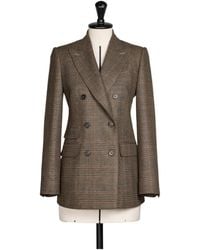 Max Mara - Check-Pattern Double-Breasted Jacket - Lyst