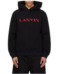 Lanvin - Embroidered Cotton Hooded Sweatshirt - Lyst