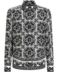 Dolce & Gabbana - Majolica Printed Long-Sleeved Shirt - Lyst