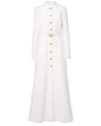Oscar de la Renta - Belted Cotton Poplin Shirt Dress - Lyst