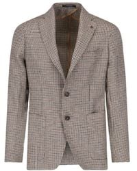 Tagliatore - Micro-Houndstooth Patterned Single-Breasted Blazer - Lyst