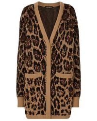 Dolce & Gabbana - Leopard Print Cashmere Cardigan - Lyst