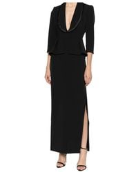 Elisabetta Franchi - Peplum-Waist Shawl-Lapel Dress - Lyst