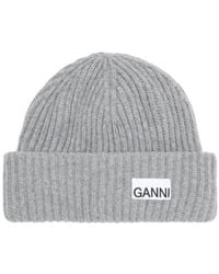 Ganni - Logo Patch Oversized Beanie - Lyst