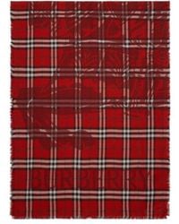 Burberry - Plaid Fringed Scarf - Lyst