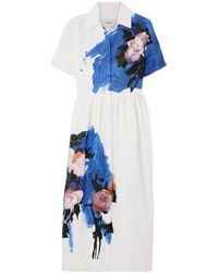 Erdem - Pleated Print Dress - Lyst