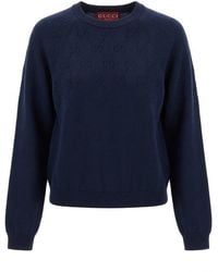Gucci - Cotton Crewneck Top With Gg Argyle - Lyst