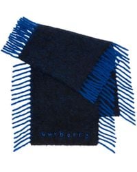 Burberry - Logo Embroidered Fringed Happy Scarf - Lyst