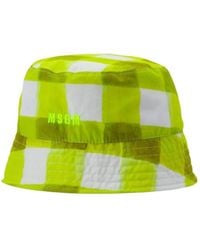 MSGM - Checked-Pattern Logo-Embroidered Bucket Hat - Lyst