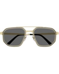 Cartier - Geometric Double-Bridge Sunglasses - Lyst