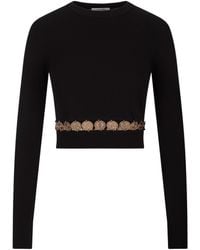 Rabanne - Ribbed-Knit Stud Embellished Cropped Top - Lyst