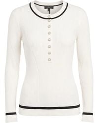 Rag & Bone - Contrast Trim Pearl Button Henley Ribbed Knit Top - Lyst