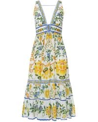 FARM Rio - Long Dress With Floral Print And Deep V-neck - Lyst