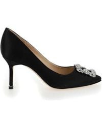 Manolo Blahnik - Hangisi Embellished Satin Pumps - Lyst