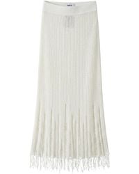 Uma Wang - Distressed Ribbed Knit Midi Skirt - Lyst