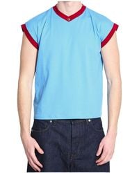 Versace - Contrast-Trim Sleeveless T-Shirt - Lyst