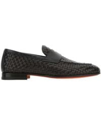 Santoni - Chocolate Leather Loafers - Lyst
