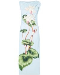 Oscar de la Renta - Draped Printed Stretch-Jersey Midi Dress - Lyst