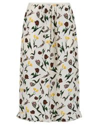Marni - Tulips And Hares Print Satin Midi Skirt - Lyst