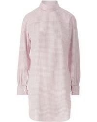 Dries Van Noten - Grid Mock-Neck Long-Sleeve Shirt - Lyst