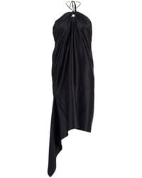 Ferragamo - Ferragamo Halterneck Asymmetric Satin Dress - Lyst