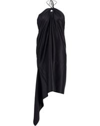 Ferragamo - Ferragamo Halterneck Asymmetric Satin Dress - Lyst