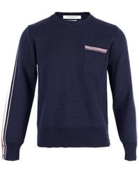 Thom Browne - Signature Stripe Trim Jumper - Lyst