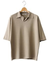 AURALEE - High Gauge Tussah Satin Knit Skipper Polo Shirt - Lyst