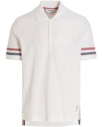 Thom Browne - Logo Patch Striped Polo Shirt - Lyst