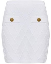 Balmain - Quilted Button-Detail Skirt - Lyst