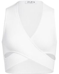Alaïa - Alaïa Ribbed Jersey Wrapped Top - Lyst