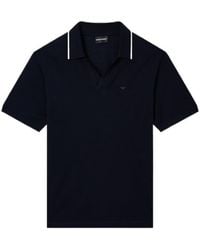 Emporio Armani - Logo Embrodiered V-Neck Polo Shirt - Lyst