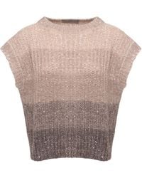 D.exterior - Sequinned Gradient Knitted Top - Lyst