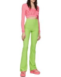 MSGM - Check-Pattern Flared Trousers - Lyst