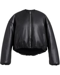 Alaïa - Leather Padded Bomber Jacket - Lyst