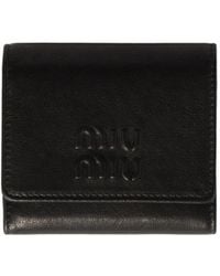 Miu Miu - Logo-Embossed Trifold Wallet - Lyst