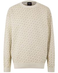 BOSS - Cjimino Crew Neck Cotton Knitted Top - Lyst