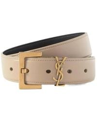 Saint Laurent - Cassandre Logo Plaque Belt - Lyst