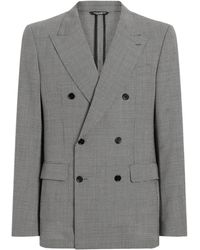 Dolce & Gabbana - Double-Breasted Houndstooth Tailored Jacket - Lyst