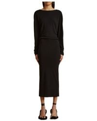 KHAITE - The Trina Long-Sleeved Open-Back Midi Dress - Lyst