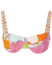PUCCI - Printed Cotton-Terry Bikini Top - Lyst